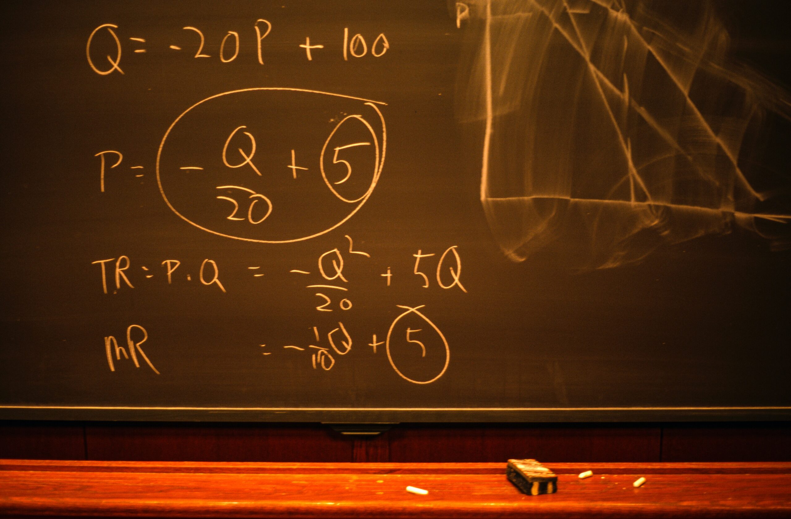 economic equation for price on blackboard