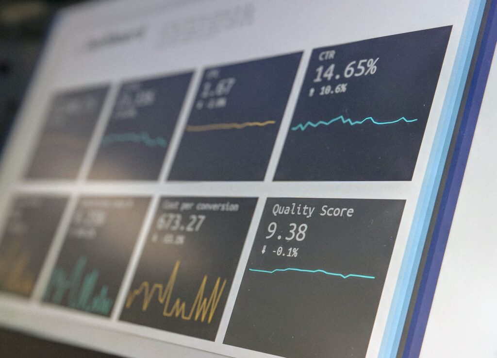 A computer screen listing metrics from a marketing campaign. 